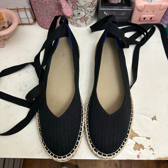 Rothy's The Espadrille Flats Black Size Women’s 12 LIKE NEW - Picture 5 of 16